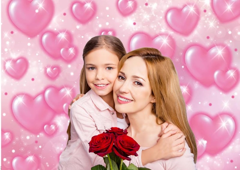 CYLYH 8x6FT Valentine's Day Backdrop Pink Heart Photo Backdrop 90s Background Sweet Women Men Happy Birthday Party Photography Background Studio Props - Image 4