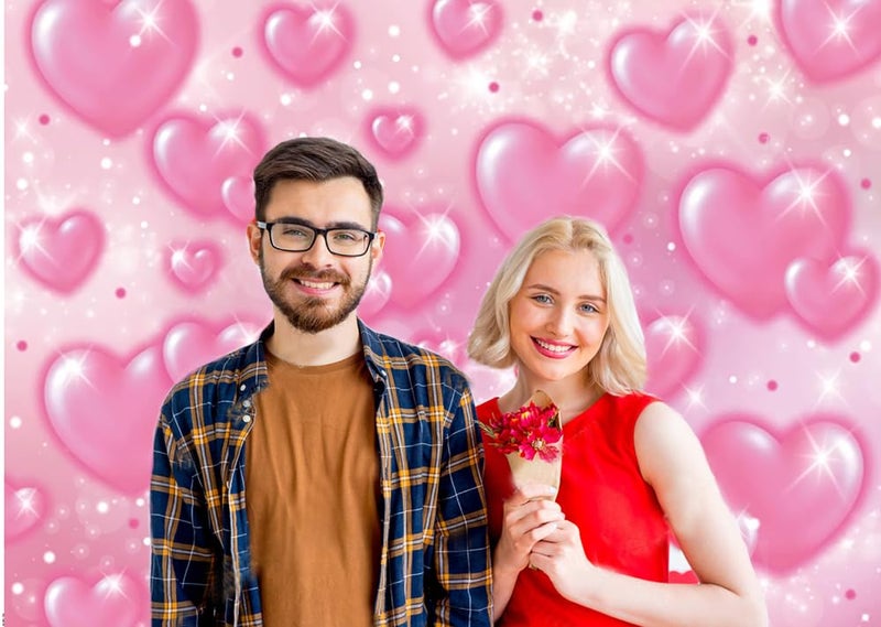 CYLYH 8x6FT Valentine's Day Backdrop Pink Heart Photo Backdrop 90s Background Sweet Women Men Happy Birthday Party Photography Background Studio Props - Image 3