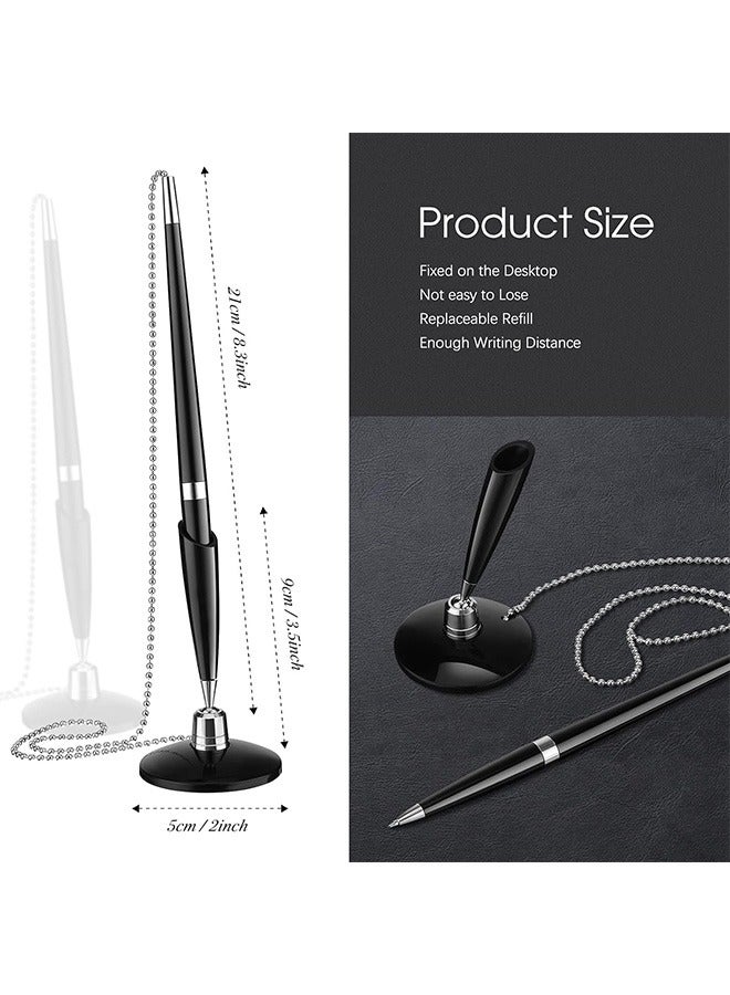 2 Pcs Secure Pen Set with Bead Chain and Pen Holder, Reception Counter Pen, for Home Office Supplies