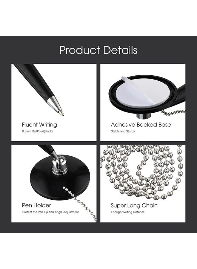 2 Pcs Secure Pen Set with Bead Chain and Pen Holder, Reception Counter Pen, for Home Office Supplies