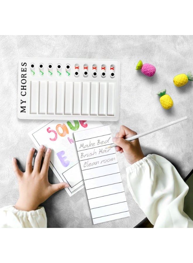 وينر مخطط أعمال منزلية للأطفال، عبوة من قطعتين، مخطط أعمال منزلق قابل لإعادة الاستخدام، جدول مرئي، قائمة مهام قابلة للفصل، لوحة خطة - أعمالي المنزلية وقائمة المهام، مزودة بـ 10 بطاقات فارغة إضافية - Image 5