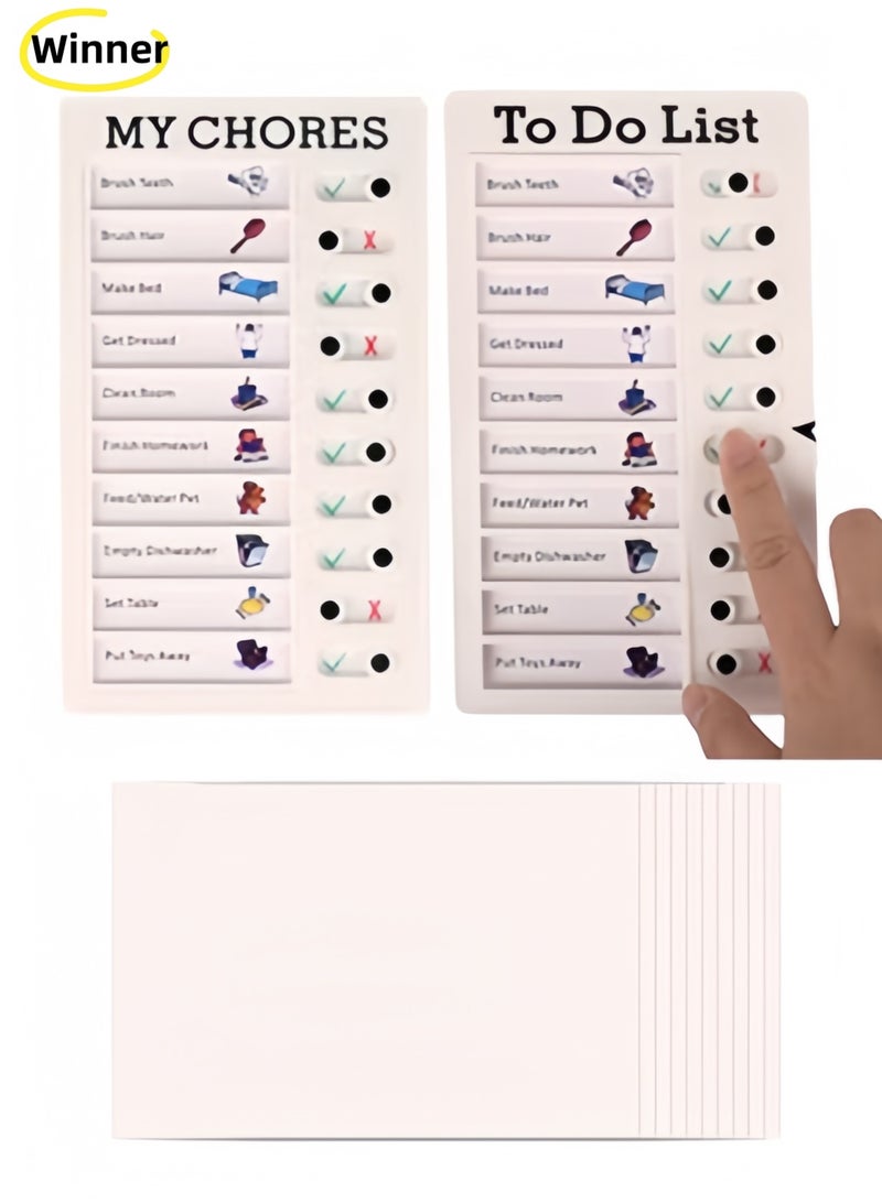 وينر مخطط أعمال منزلية للأطفال، عبوة من قطعتين، مخطط أعمال منزلق قابل لإعادة الاستخدام، جدول مرئي، قائمة مهام قابلة للفصل، لوحة خطة - أعمالي المنزلية وقائمة المهام، مزودة بـ 10 بطاقات فارغة إضافية - Image 1