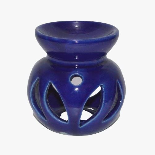 Quace Ceramic Aroma Diffuser Oil Burner with 2 Candles (Blue) - Image 2