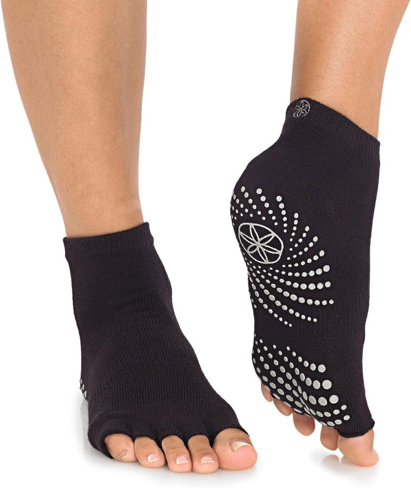 Gaiam Toeless Grippy Yoga Socks - Black/Grey (2-Pack) - Image 1