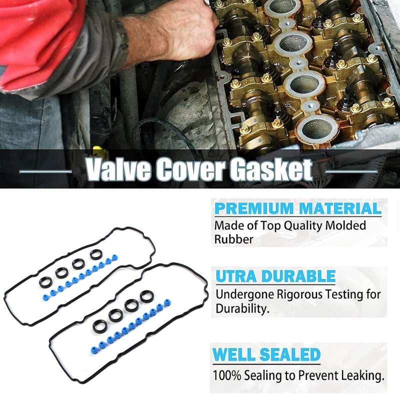 AUCERAMIC Engine Valve Cover Gasket Set Fit for 2007-2015 Ford Edge Flex Fusion Taurus Lincoln MKS MKT MKX MKZ Mazda 6 CX-9 Mercury Sable 3.5L 3.7L V6 VS50767R VS50490 - Image 1