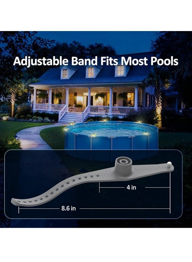 6 أضواء شمسية لحوض السباحة للإطار فوق سطح الأرض، ملحقات زينة سياج حوض السباحة الخارجية، أضواء ليد شمسية مقاومة للماء - Image 5