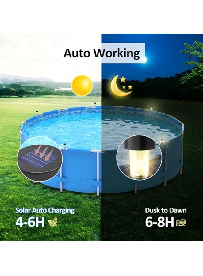 6 أضواء شمسية لحوض السباحة للإطار فوق سطح الأرض، ملحقات زينة سياج حوض السباحة الخارجية، أضواء ليد شمسية مقاومة للماء - Image 2