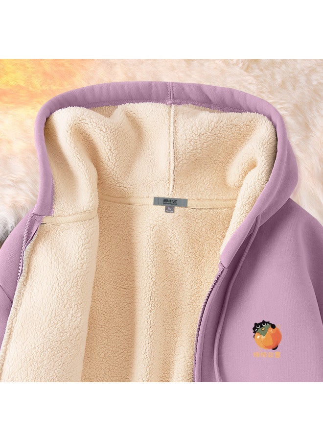 Flying in the snow Fleece Jacket For Women, 2026 New Style, Autumn And Winter Plus Size For Curvy Women, Thick Winter Zip-up Hoodie Sweatshirt - Image 5