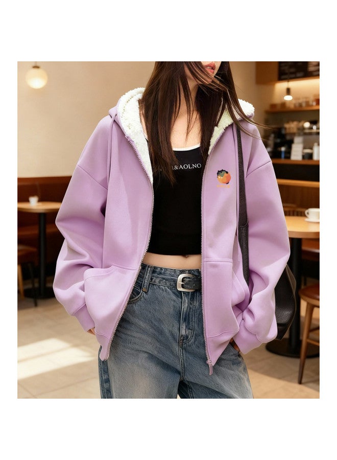 Flying in the snow Fleece Jacket For Women, 2026 New Style, Autumn And Winter Plus Size For Curvy Women, Thick Winter Zip-up Hoodie Sweatshirt - Image 4