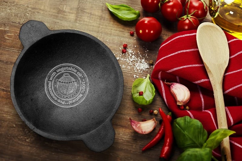 PRAGANIYA Cast Iron Appachatti/Appam Pan 100% Pure & Toxin-Free (Pre-Seasoned) (8 Inch APPAM PAN With Oil Spreader),Black - Image 5