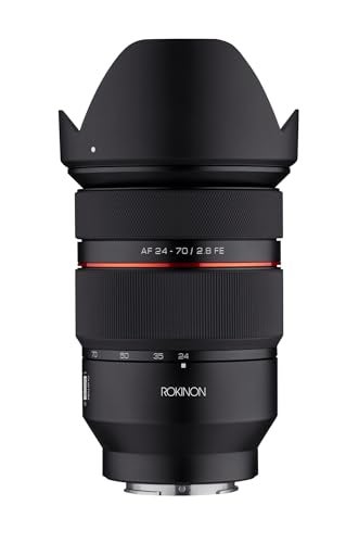 Rokinon عدسة زوم Rokinon 24-70mm F2.8 AF لكاميرات سوني E – إطار كامل، بار-فوكال، تركيز تلقائي سريع، محكمة الإغلاق ضد الطقس، مطلية بـ UMC، جاهزة للفيديو السينمائي، تشغيل صامت، دعم التحكم اليدوي، مفتاح مخصص - Image 1
