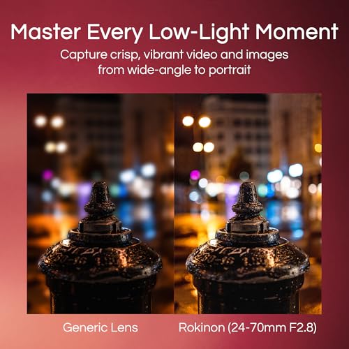 Rokinon عدسة زوم Rokinon 24-70mm F2.8 AF لكاميرات سوني E – إطار كامل، بار-فوكال، تركيز تلقائي سريع، محكمة الإغلاق ضد الطقس، مطلية بـ UMC، جاهزة للفيديو السينمائي، تشغيل صامت، دعم التحكم اليدوي، مفتاح مخصص - Image 5
