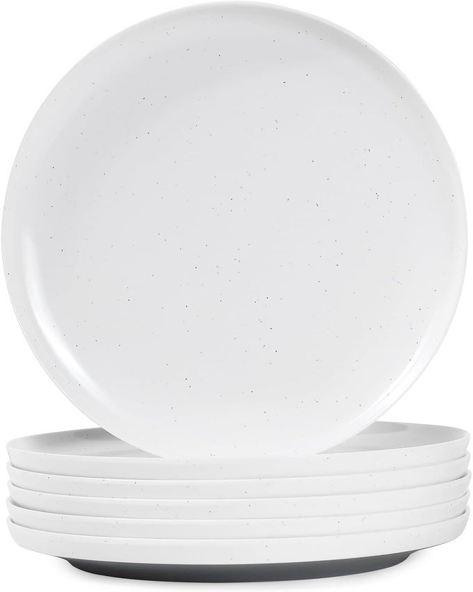 MELAMINE DESSERT PLATES SET OF 675 SERVING DURABLE DISHES PERFECT FOR KITCHEN OUTDOOR USEDURABLE SMALL PLATES FOR SALADWHITE GREY