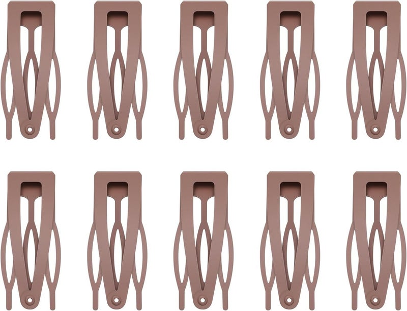 Etercycle 10 Pcs Double Grip Hair Clips, Metal Snap Hair Clips Hair Barrettes Women Hair Making Salon Supplies Hair Accessories (Brown) - Image 1