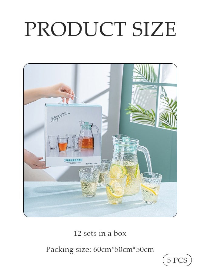 DUNISO Teapot Pot Set Clear, Glass Jug Set with Lid ,5-Piece Vintage Carvings Glass Teapot,1 Teapot And 4 Cups,Great For Iced Tea Lemonade Coffee Milk Juice ﻿  - Image 2