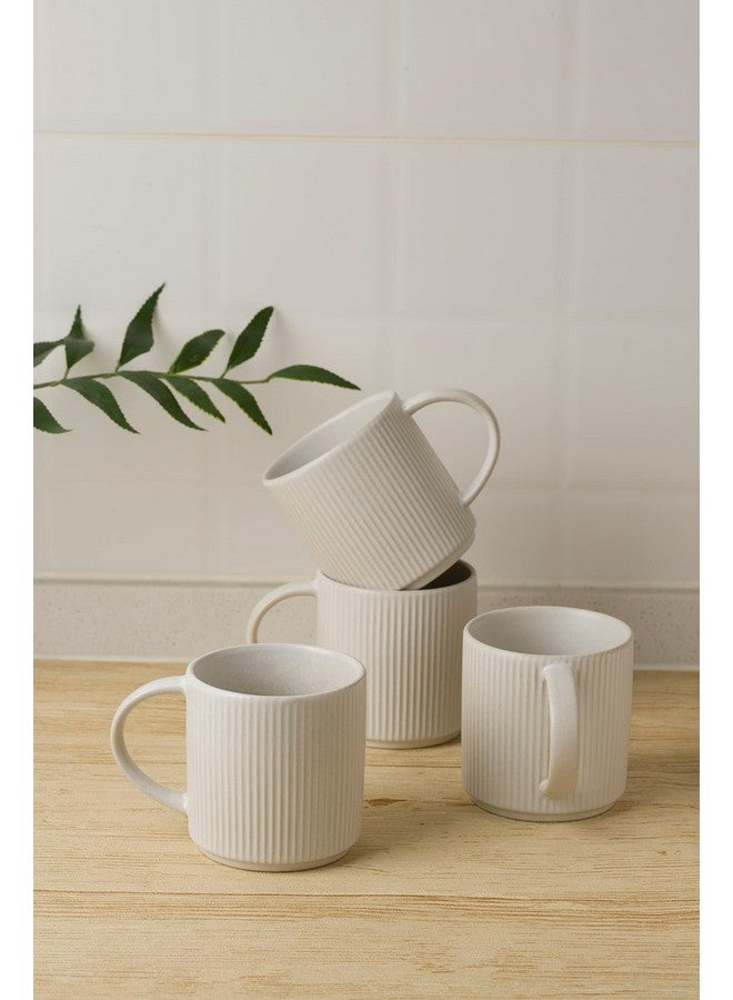 famiware Coffee Mug Set for 4, Star 12 oz Catering Mugs Cup Set with Handle for Coffee, Tea, Cocoa, Milk - Ceramic Stoneware Drinkware Set, Matte White - Image 2