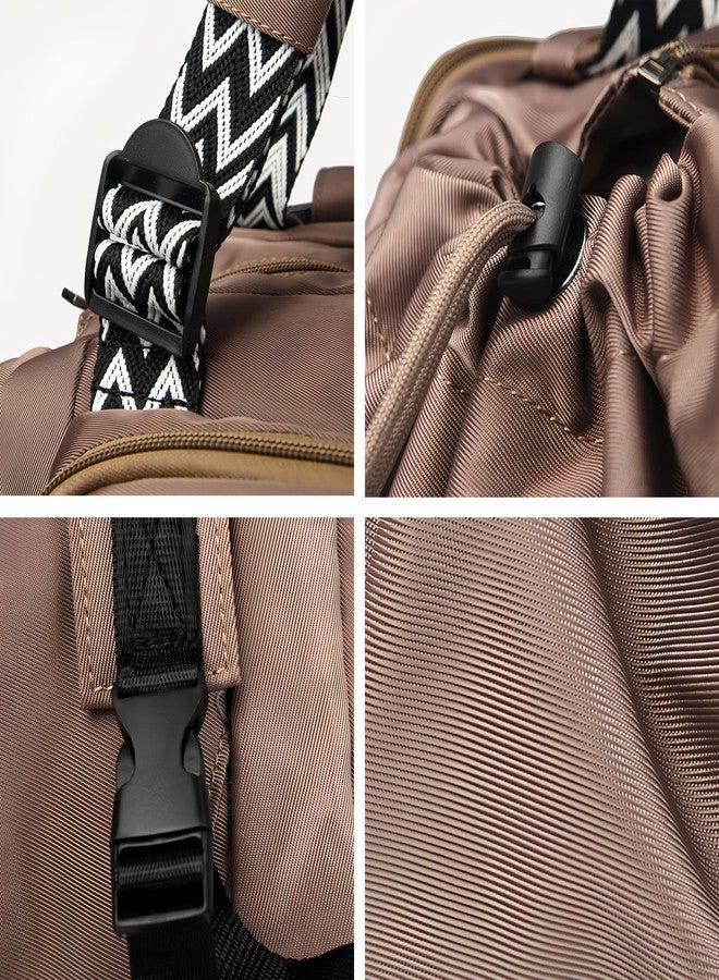 Fashowlife Multi-Function Tote Bag Large Capacity- Versatile Nylon Lightweight Backpack with 15 Pockets for Car Travel, Khaki - Image 2