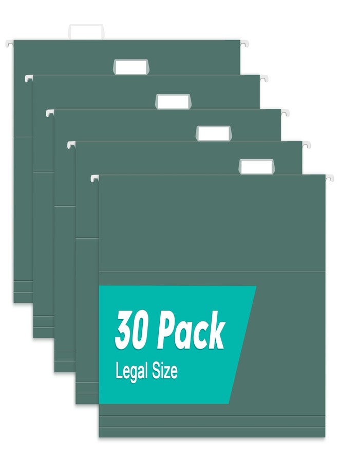 HERKKA Extra Capacity Hanging File Folders, 30 Pack Reinforced Legal Size Hanging Folders with Heavy Duty 0 Inch Expansion, Designed for Bulky Files, Medical Charts, Green - Image 1