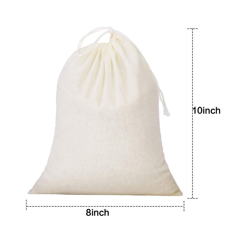 Tatuo 50 Pieces Muslin Bags Cotton Drawstring Bags Sachet Bag for Home Supplies (8 x 10 Inches) - Image 2