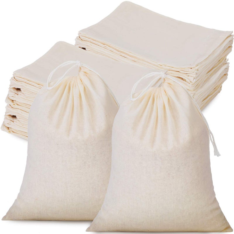 Tatuo 50 Pieces Muslin Bags Cotton Drawstring Bags Sachet Bag for Home Supplies (8 x 10 Inches) - Image 1