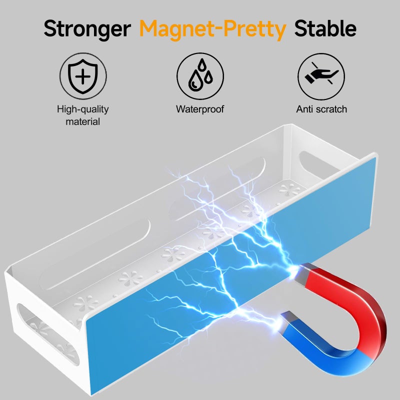 Sevenblue 6 Pack Strong Magnetic Spice Rack for Refrigerator, Multipurpose Magnetic Shelf for Fridge with 4 Hooks for kitchen and Bathroom Organization, White - Image 4