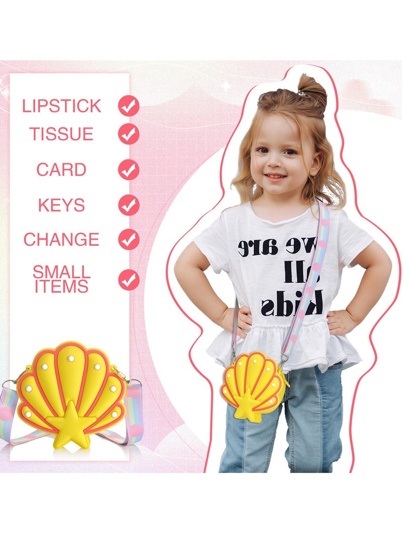 Excefore Wallet Seashell Shape Bag, 4 Pcs Shell Purse Seashell Shape Crossbody Bag, Kids Seashell Purses Cute Seashell Shape Shoulder Purse Toddler Starfish Clutch for Women Little Girls KidsCrossbody Bag - Image 5