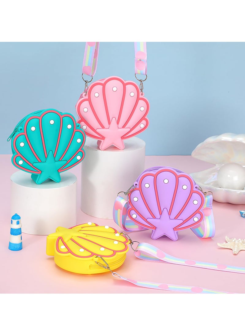 Excefore Wallet Seashell Shape Bag, 4 Pcs Shell Purse Seashell Shape Crossbody Bag, Kids Seashell Purses Cute Seashell Shape Shoulder Purse Toddler Starfish Clutch for Women Little Girls KidsCrossbody Bag - Image 3