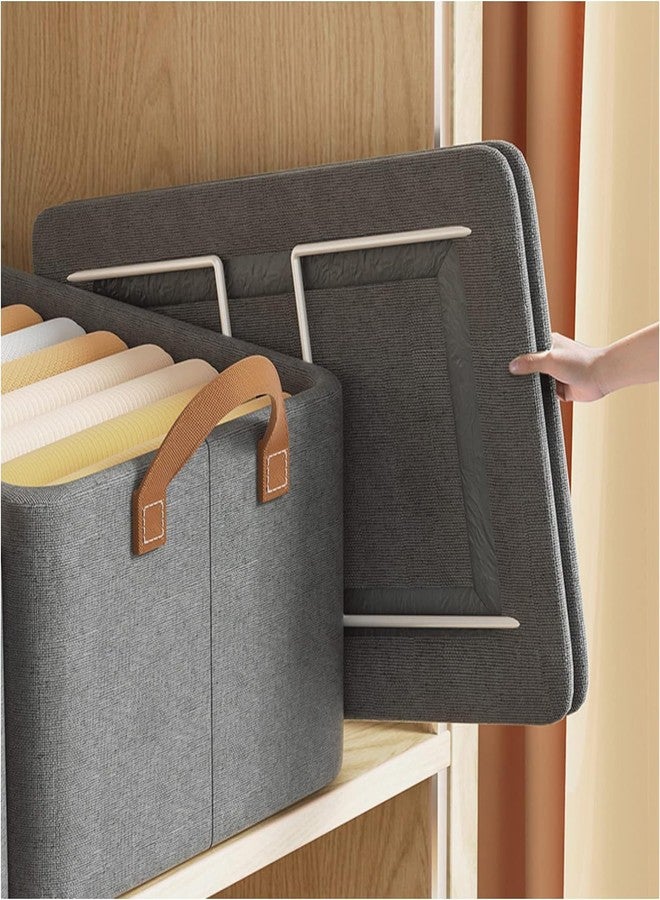 INSX Foldable Wardrobe Organizer - Waterproof Oxford Cloth Fabric Storage for Jeans, Clothes, Sweaters - 26L Capacity with Steel Frame Support (Pack of 3) - Image 3