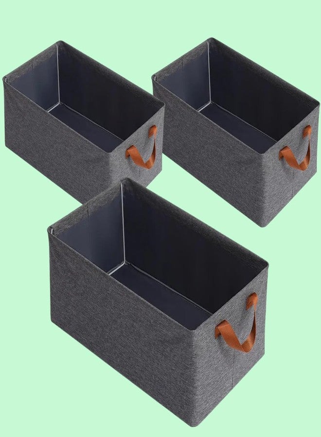 INSX Foldable Wardrobe Organizer - Waterproof Oxford Cloth Fabric Storage for Jeans, Clothes, Sweaters - 26L Capacity with Steel Frame Support (Pack of 3) - Image 1