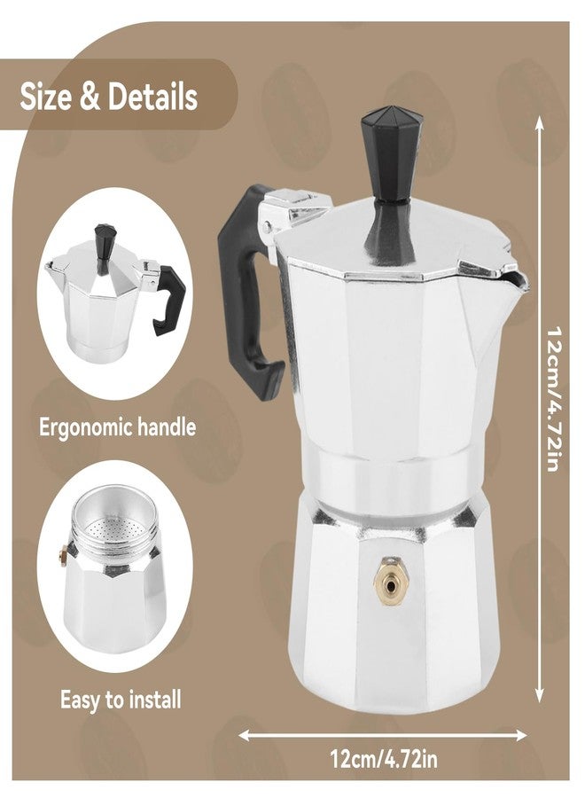Agatige 50ml 1 Cup Moka Coffee Pot, Aluminum Espresso Coffee Maker Stovetop Coffee Percolator Stovetop Espresso Pot for Home Camping Office, Italian and Cuban Cafe Brewing - Image 4
