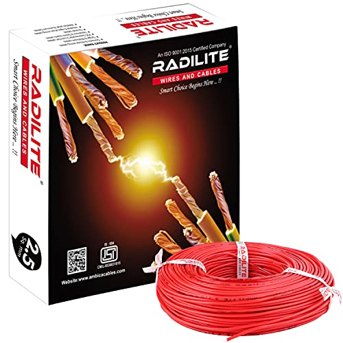 RADILITE Copper Wire with Triple Layer PVC Coating, Single Core Flexible Electric Cable for Domestic & Industrial Connections (2.5 mm, 90m Long, Red),RLWC14 - Image 1