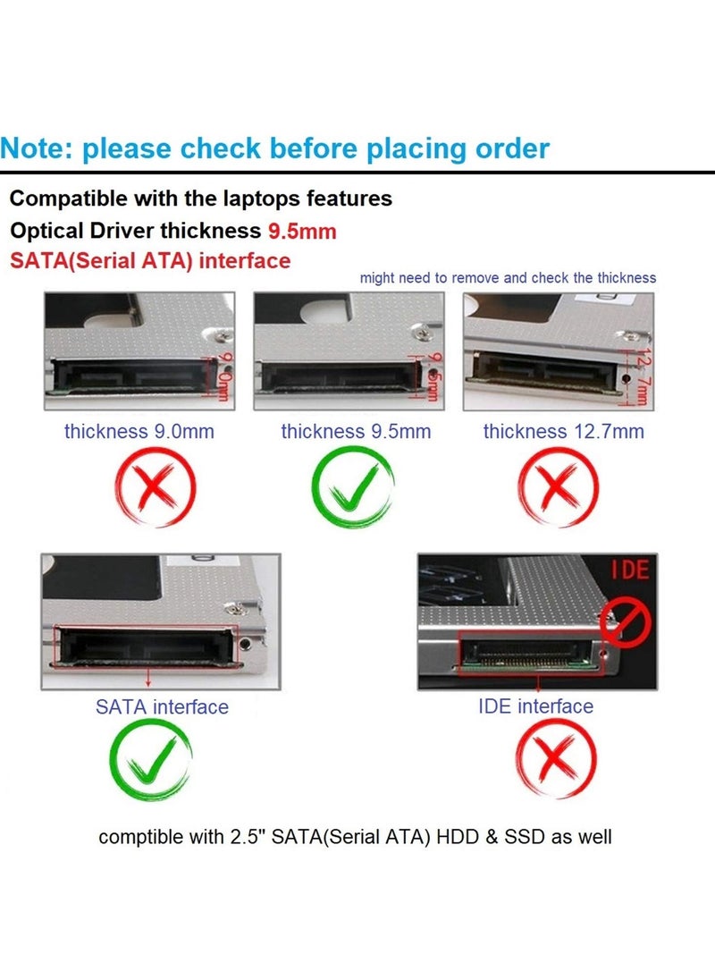 9.5 مللي متر العالمي 2.5 2nd 9.5 مللي متر Ssd Hd SATA القرص الصلب محرك الأقراص الصلبة العلبة محول خليج ل Cd Dvd Rom البصرية خليج - pzsku/Z67829350BE4E554D0921Z/45/_/1733565770/80fc7a7f-c055-489c-be20-445987737029