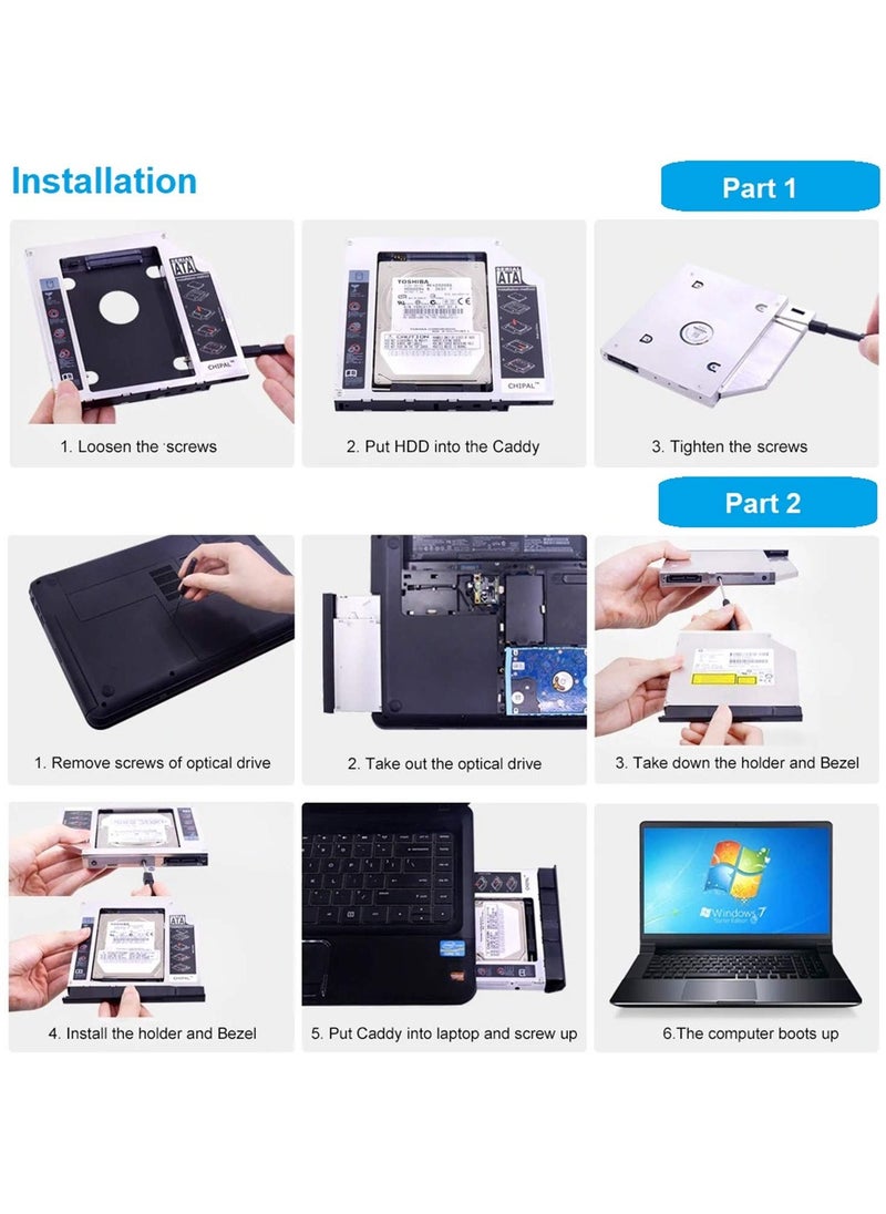 9.5 مللي متر العالمي 2.5 2nd 9.5 مللي متر Ssd Hd SATA القرص الصلب محرك الأقراص الصلبة العلبة محول خليج ل Cd Dvd Rom البصرية خليج - pzsku/Z67829350BE4E554D0921Z/45/_/1733565772/d3eaa858-3183-45cd-b935-aa838f2adf0f