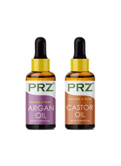 PRZ Combo Of Argan Cold Pressed Carrier Oil And Castor Carrier Oil Pure Natural & Therapeutic Grade Oil For Aromatherapy Body Massage Skin Care & Hair Care 15 Ml  - Image 1