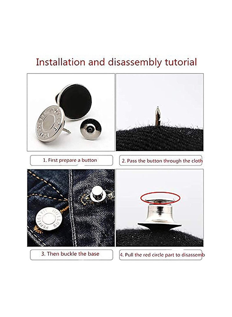 Excefore 17mm Replacement Jean Buttons No Sew Instant Button, Waist Button Adjuster, Jeans Button Replacement Kit to Extend - Image 2