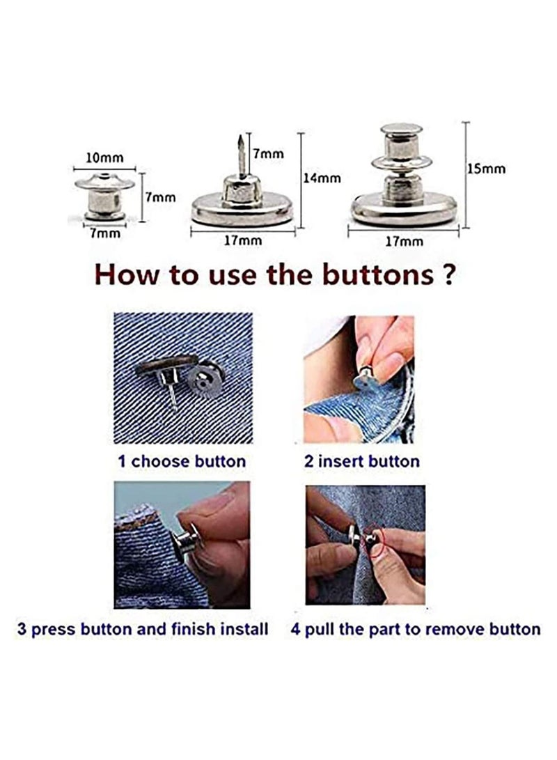 Excefore 17mm Replacement Jean Buttons No Sew Instant Button, Waist Button Adjuster, Jeans Button Replacement Kit to Extend - Image 3