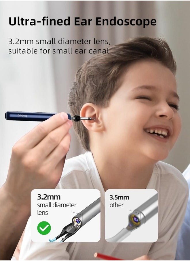 Ear Wax Removal Tool with Camera WiFi Visible Ear Cleaner with Tweezer with 10 Megapixels Gimbaled Gyroscope 12 Ear Spoons Base Storage Household Ear Cleaning Kit for IOS and Android