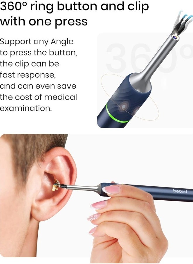 Ear Wax Removal Tool with Camera WiFi Visible Ear Cleaner with Tweezer with 10 Megapixels Gimbaled Gyroscope 12 Ear Spoons Base Storage Household Ear Cleaning Kit for IOS and Android