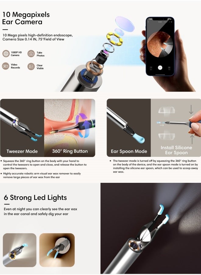 Ear Wax Removal Tool with Camera WiFi Visible Ear Cleaner with Tweezer with 10 Megapixels Gimbaled Gyroscope 12 Ear Spoons Base Storage Household Ear Cleaning Kit for IOS and Android - pzsku/Z6782BECD3758DDB030EDZ/45/_/1701056820/e0ca3bd0-cd7e-45ff-81aa-d0e47d2662c4