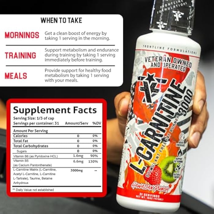 FRONTLINE FORMULATIONS L-Carnitine, Stimulant Free, Enhances Energy and Metabolism, Increased Energy and Endurance, Amazing Flavors, Veteran Owned and Operated (Blue Coconut Lemonade) - Image 5