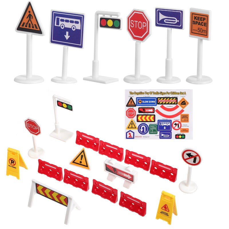 Play Traffic Signs For Kids Road Signs Set Street Signal Traffic Toys Models Kit For Children - Image 3