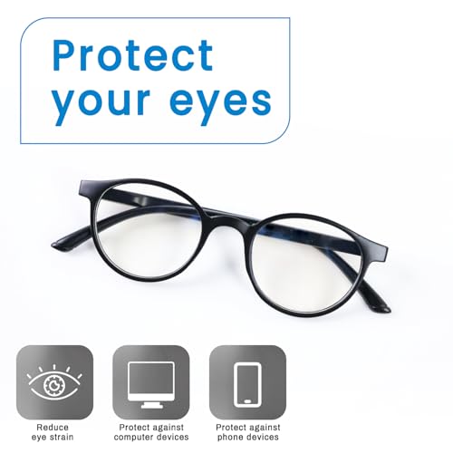 RAYBLOC UV Protection Glasses Blue Cut Blocking Harmful Rays Glasses for Men & Women Zero Power Computer Specs Eye Protection Lightweight Frame with Case & Cleaning Cloth - Image 3