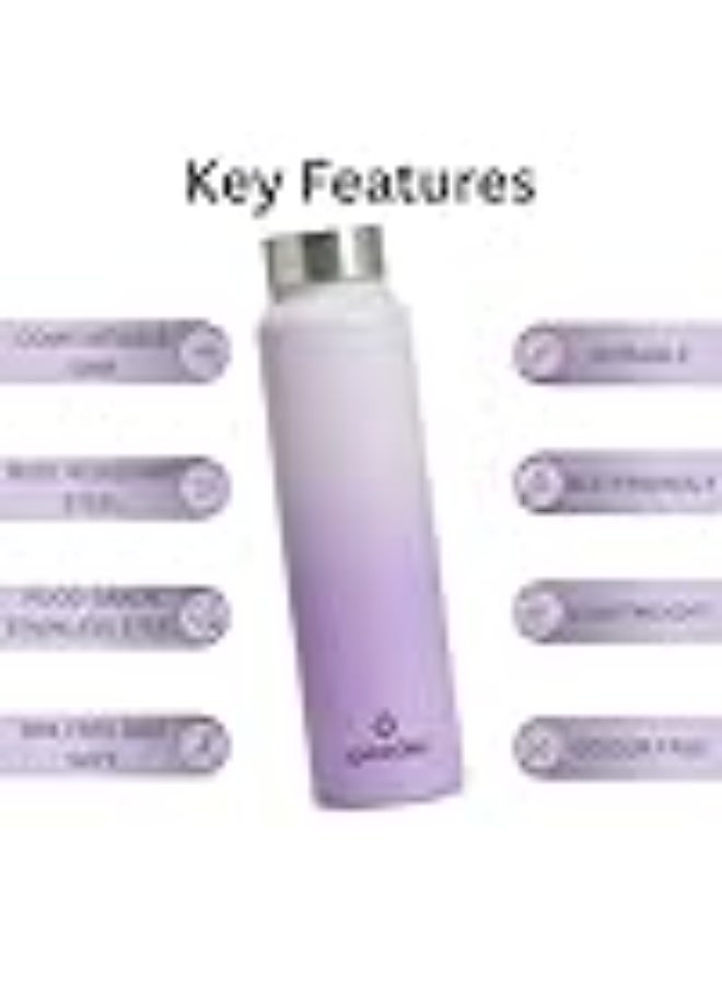 Speedex Stainless Steel Water Bottle 1 Ltr, Leak Proof Screw Cap, BIS Approved 1000 ml Metal Bottle For Daily, Office, School, Gym, Travel Use for Men, Women, Kids, Adults, Dual Purple, Set of 4 - Image 2