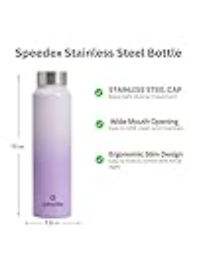 Speedex Stainless Steel Water Bottle 1 Ltr, Leak Proof Screw Cap, BIS Approved 1000 ml Metal Bottle For Daily, Office, School, Gym, Travel Use for Men, Women, Kids, Adults, Dual Purple, Set of 4 - Image 4