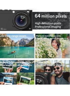 Generic 64MP Digital Camera for Photography and Video, 4K Vlogging Camera for YouTube with IPS Screen, 28X Digital Zoom Digital Camera for Gift, Compact Anti Shake Vlogging Camera for Live Streaming Travel Photography High Definition Display Student Compact Camera，With 64GB TF card  - Image 3