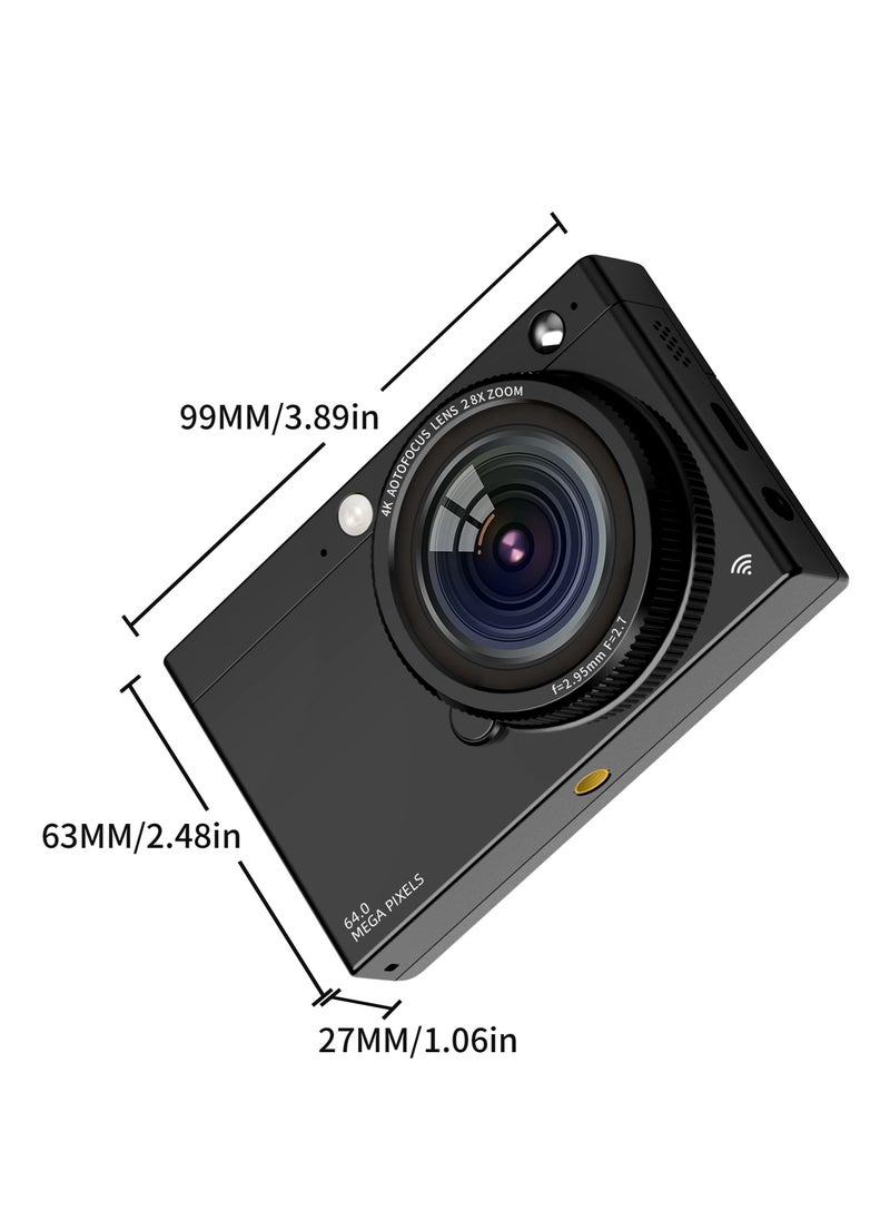 Generic - 64MP Digital Camera for Photography and Video, 4K Vlogging Camera for YouTube with IPS Screen, 28X Digital Zoom Digital Camera for Gift, Compact Anti Shake Vlogging Camera for Live Streaming Travel Photography High Definition Display Student Compact Camera，With 64GB TF card - Image 1