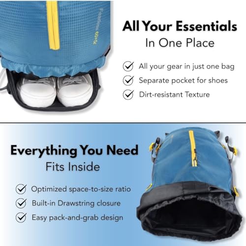 Impulse Inverse 65L Travel bag with Rain Cover | Water Resistant | Padded Adjustable Shoulder Straps & Waist Belt | Ideal for Hiking, Camping & Travel Rucksack Backpack- Teal |1 Year Warranty - Image 4