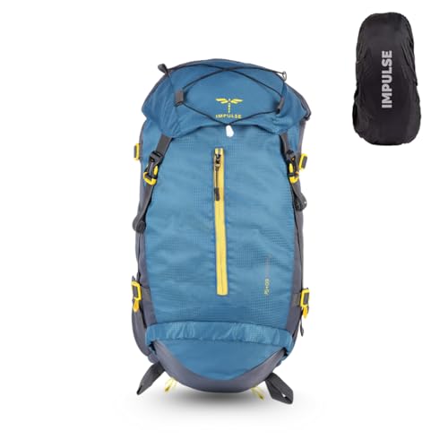 Impulse Inverse 65L Travel bag with Rain Cover | Water Resistant | Padded Adjustable Shoulder Straps & Waist Belt | Ideal for Hiking, Camping & Travel Rucksack Backpack- Teal |1 Year Warranty - Image 1