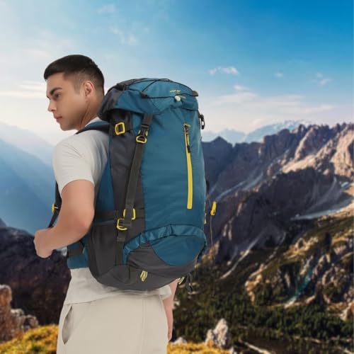 Impulse Inverse 65L Travel bag with Rain Cover | Water Resistant | Padded Adjustable Shoulder Straps & Waist Belt | Ideal for Hiking, Camping & Travel Rucksack Backpack- Teal |1 Year Warranty - Image 2