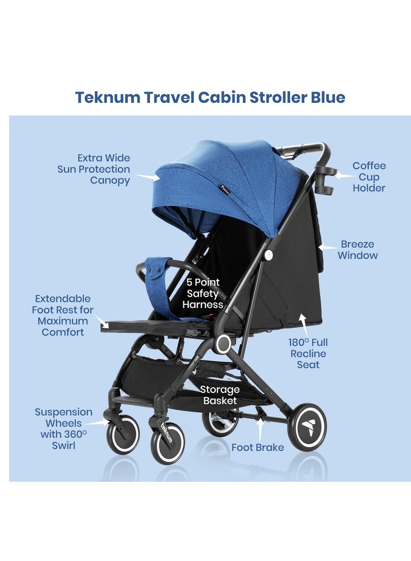 TEKNUM عربة سفر قابلة للطي مع حامل كوب قهوة - أزرق - Image 2